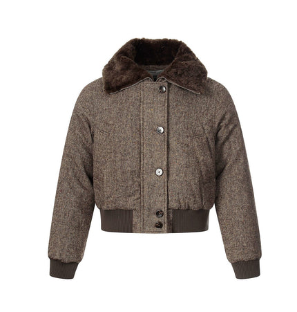 TALKLESSFASHION fur collar fleece padded jacket