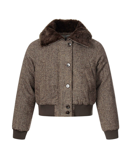 TALKLESSFASHION fur collar fleece padded jacket