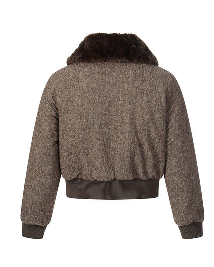 TALKLESSFASHION fur collar fleece padded jacket