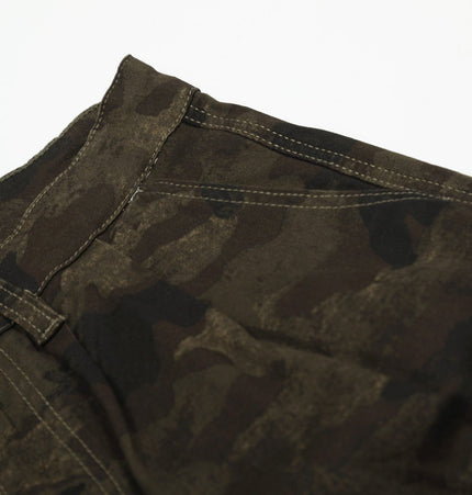TALKLESSFASHION G6801 American Retro Street Summer High-End Pleated Camouflage Workwear Design Men's Loose Cropped Shorts