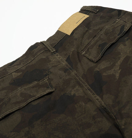 TALKLESSFASHION G6801 American Retro Street Summer High-End Pleated Camouflage Workwear Design Men's Loose Cropped Shorts