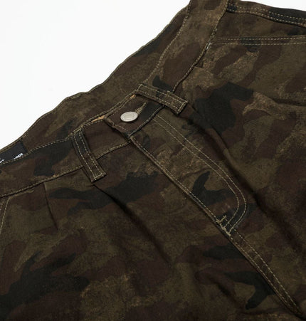 TALKLESSFASHION G6801 American Retro Street Summer High-End Pleated Camouflage Workwear Design Men's Loose Cropped Shorts