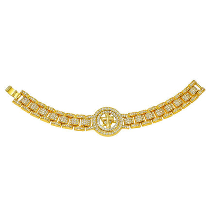 TALKLESSFASHION Gold (Cross) MS Watch Bracelet Cross Rotating American Hip Hop Hip Hop Time Running Women's Full Diamond Dollar Men's Bracelet