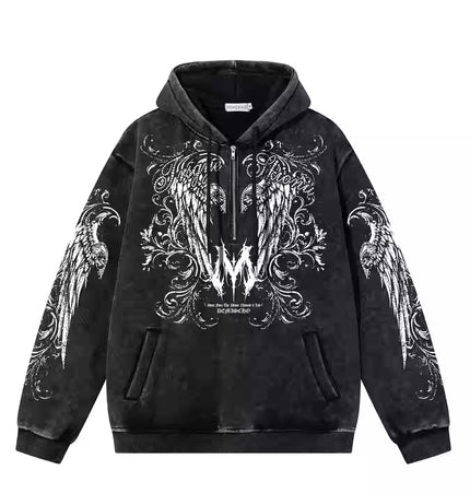 Graphic  Washed Hooded Pullover
