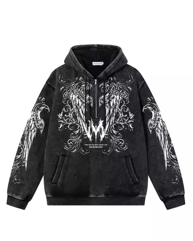Graphic  Washed Hooded Pullover