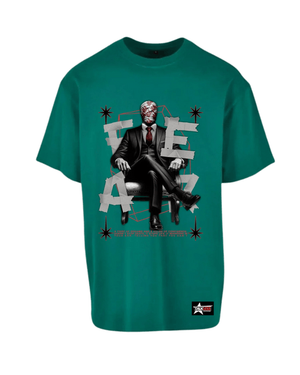 TALKLESSFASHION Green / SMALL FEAR unisex oversize T-Shirt Short ---4097