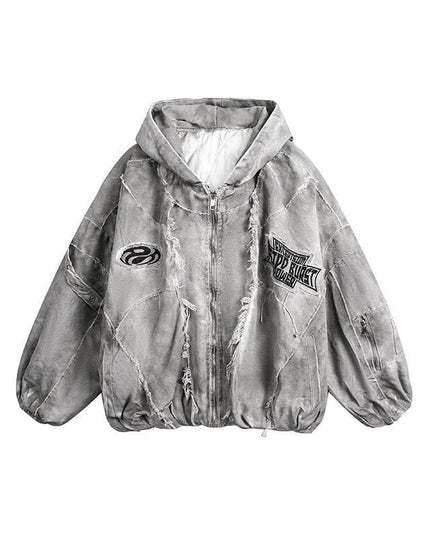 TALKLESSFASHION GUO WEAR wasteland style, national tide, mottled distressed overalls, men's and women's winter cotton clothes, casual and versatile