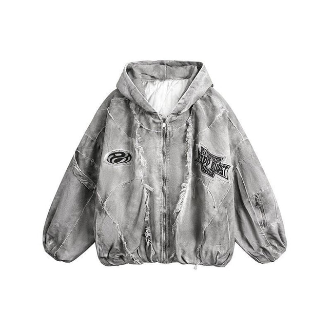 TALKLESSFASHION GUO WEAR wasteland style, national tide, mottled distressed overalls, men's and women's winter cotton clothes, casual and versatile