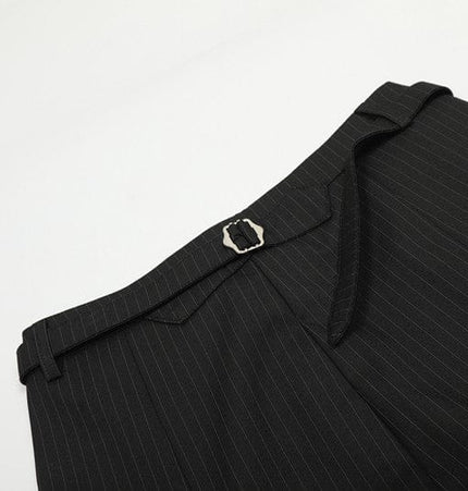 TALKLESSFASHION GXFortune American Casual Zen Pleated Straight Striped Trousers Kendo Streamer Draped Casual Pants