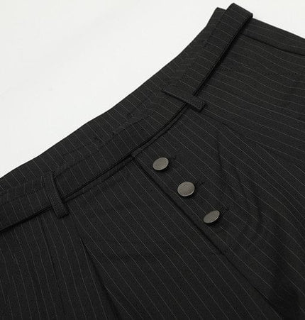 TALKLESSFASHION GXFortune American Casual Zen Pleated Straight Striped Trousers Kendo Streamer Draped Casual Pants