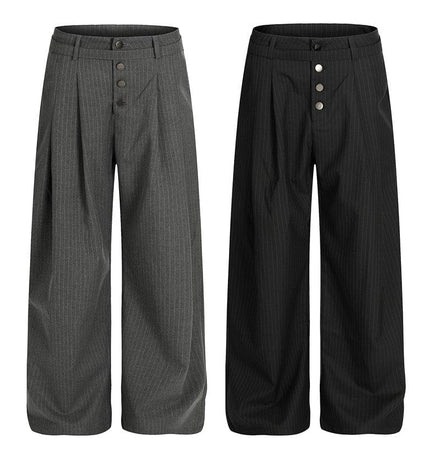 TALKLESSFASHION GXFortune American Casual Zen Pleated Straight Striped Trousers Kendo Streamer Draped Casual Pants