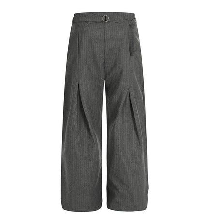TALKLESSFASHION GXFortune American Casual Zen Pleated Straight Striped Trousers Kendo Streamer Draped Casual Pants