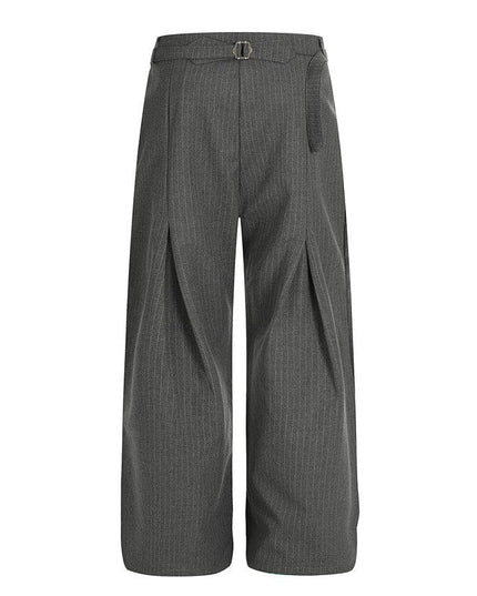 TALKLESSFASHION GXFortune American Casual Zen Pleated Straight Striped Trousers Kendo Streamer Draped Casual Pants