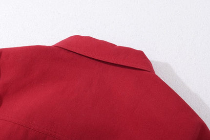 TALKLESSFASHION GXFortune American Red Harrington Cargo Jacket Men's and Women's Fall Short Wide Commuter Petit Jacket