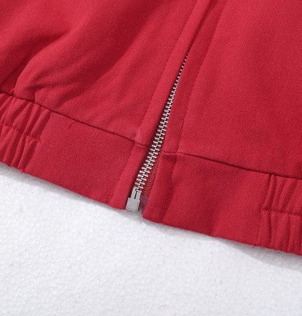 TALKLESSFASHION GXFortune American Red Harrington Cargo Jacket Men's and Women's Fall Short Wide Commuter Petit Jacket