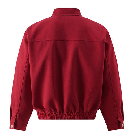TALKLESSFASHION GXFortune American Red Harrington Cargo Jacket Men's and Women's Fall Short Wide Commuter Petit Jacket
