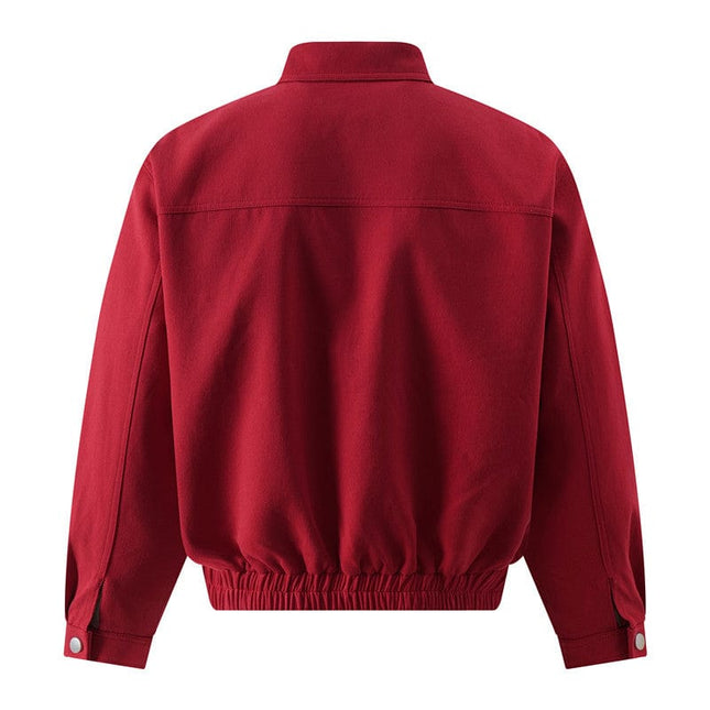 TALKLESSFASHION GXFortune American Red Harrington Cargo Jacket Men's and Women's Fall Short Wide Commuter Petit Jacket