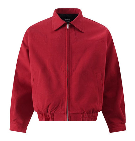 TALKLESSFASHION GXFortune American Red Harrington Cargo Jacket Men's and Women's Fall Short Wide Commuter Petit Jacket