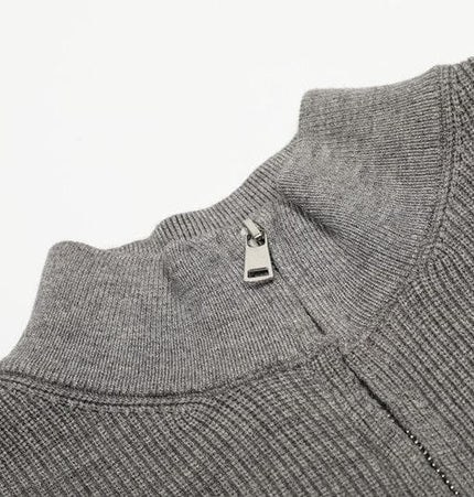 TALKLESSFASHION GXFortune American Stand Collar Double Zip Sweater Men's Fall Loose Knit Cardigan Men's Trendy Versatile Jacket
