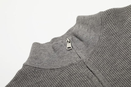 TALKLESSFASHION GXFortune American Stand Collar Double Zip Sweater Men's Fall Loose Knit Cardigan Men's Trendy Versatile Jacket