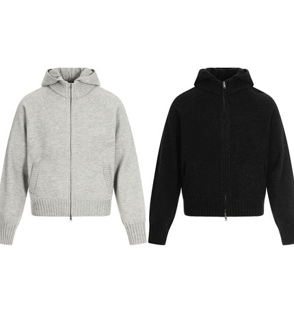 TALKLESSFASHION GXFortune American Vintage Cleanfit Knit Men's and Women's Loose Casual Zip Cardigan Hooded Sweater