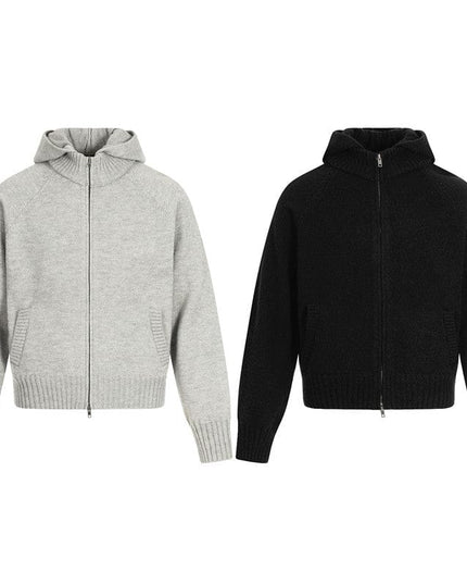 TALKLESSFASHION GXFortune American Vintage Cleanfit Knit Men's and Women's Loose Casual Zip Cardigan Hooded Sweater