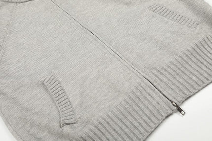 TALKLESSFASHION GXFortune American Vintage Cleanfit Knit Men's and Women's Loose Casual Zip Cardigan Hooded Sweater