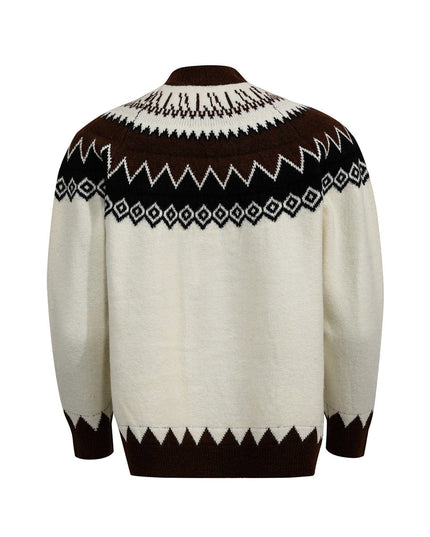 TALKLESSFASHION GXFortune American Vintage Fair Island Crew Neck Cardigan Sweater For Men and Women Couples Lazy Knitwear