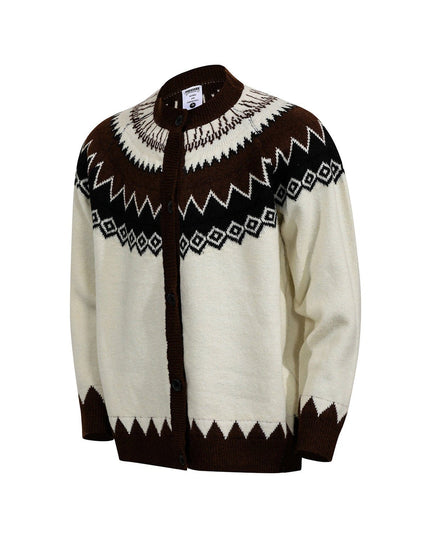 TALKLESSFASHION GXFortune American Vintage Fair Island Crew Neck Cardigan Sweater For Men and Women Couples Lazy Knitwear