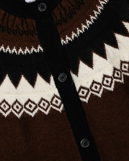 TALKLESSFASHION GXFortune American Vintage Fair Island Crew Neck Cardigan Sweater For Men and Women Couples Lazy Knitwear