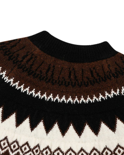 TALKLESSFASHION GXFortune American Vintage Fair Island Crew Neck Cardigan Sweater For Men and Women Couples Lazy Knitwear