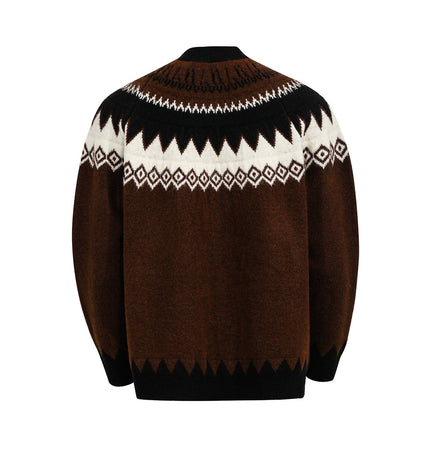 TALKLESSFASHION GXFortune American Vintage Fair Island Crew Neck Cardigan Sweater For Men and Women Couples Lazy Knitwear