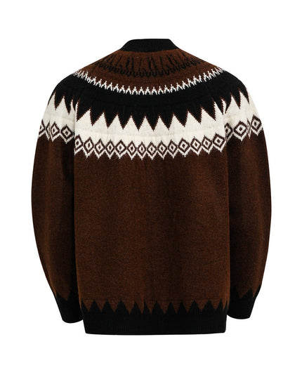 TALKLESSFASHION GXFortune American Vintage Fair Island Crew Neck Cardigan Sweater For Men and Women Couples Lazy Knitwear