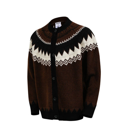 TALKLESSFASHION GXFortune American Vintage Fair Island Crew Neck Cardigan Sweater For Men and Women Couples Lazy Knitwear