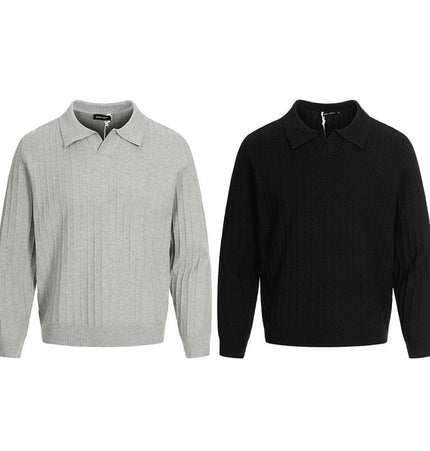 TALKLESSFASHION GXFortune American vintage high-end knitted polo shirt men's and women's trendy brand loose casual couple tops