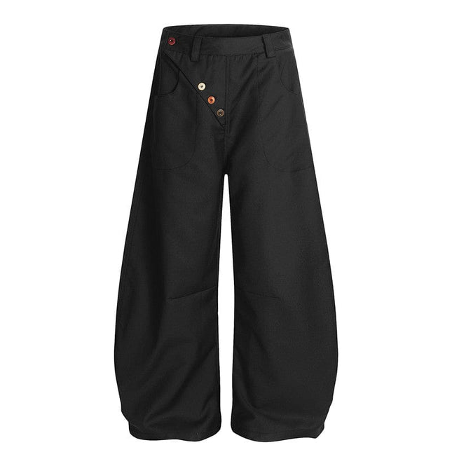 TALKLESSFASHION GXFortune Premium American Commuter Drape Black Scimitar Trousers for Men and Women