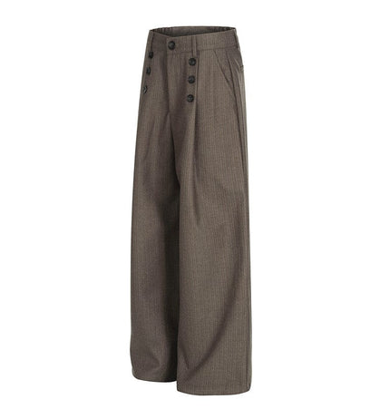 TALKLESSFASHION GXFortune Vintage High-End Button-Down Casual Pants Men's and Women's Trendy Old Money Style Straight Loose Floor-Length Pants