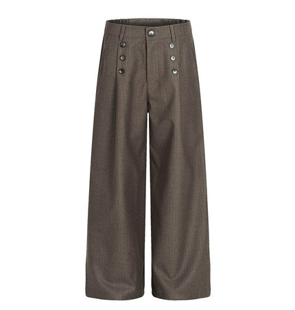 TALKLESSFASHION GXFortune Vintage High-End Button-Down Casual Pants Men's and Women's Trendy Old Money Style Straight Loose Floor-Length Pants