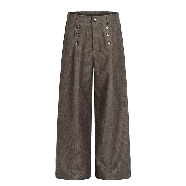 TALKLESSFASHION GXFortune Vintage High-End Button-Down Casual Pants Men's and Women's Trendy Old Money Style Straight Loose Floor-Length Pants