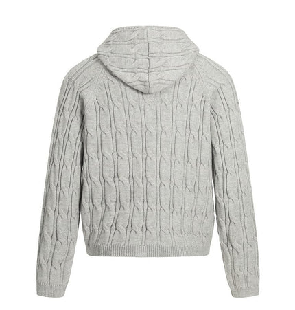 TALKLESSFASHION GXFortune Vintage Lazy Wind Twist Hooded Knit Cardigan Men's and Women's Fall Winter Loose Casual Sweater Coat