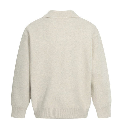 TALKLESSFASHION GXFortune Winter American Heavy Solid Color Polo Collar Sweater Men's and Women's High-End Loose Warm Top Trend