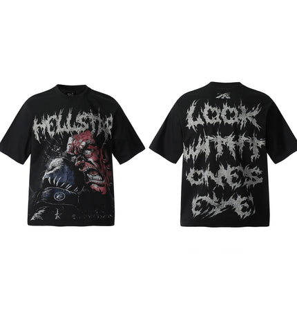 TALKLESSFASHION HELLSTARSTA All-over vintage short sleeve T-shirt tie clip