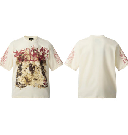 TALKLESSFASHION HELLSTARSTA all-over vintage short-sleeved T-shirt