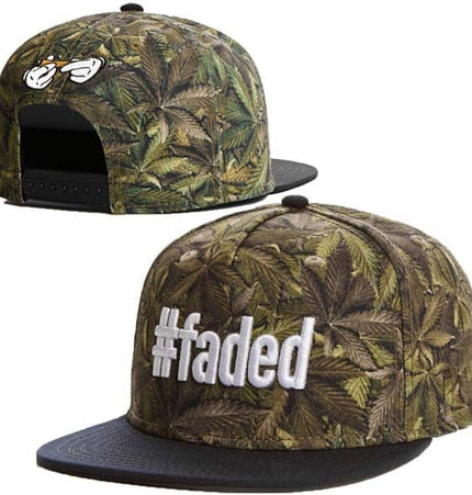 TALKLESSFASHION Hemp leaf - faded Faded Fashion Hip Hop Athleisure Men and Women Breathable Caps Adult Adjustable Flat Brim Hat Sun Hat Baseball Cap