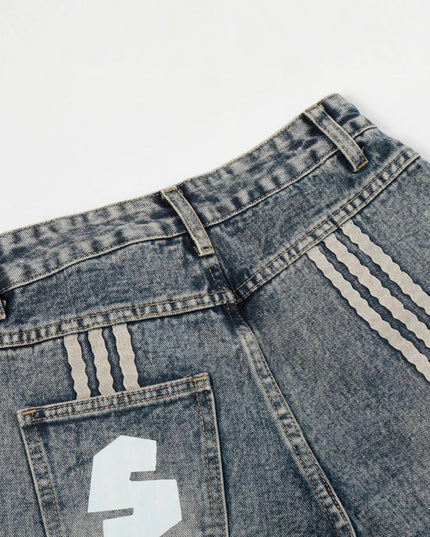 TALKLESSFASHION High Street Three-Bar Scimitar Jeans