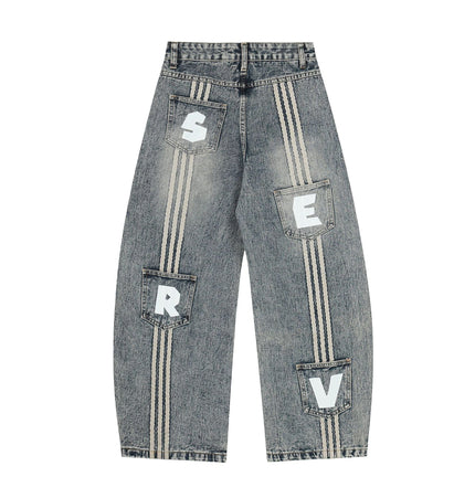 TALKLESSFASHION High Street Three-Bar Scimitar Jeans