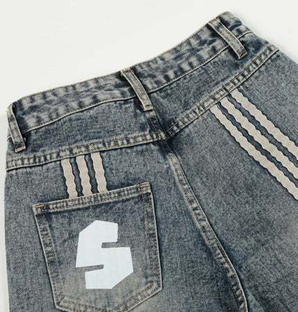 TALKLESSFASHION High Street Three-Bar Scimitar Jeans