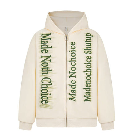 TALKLESSFASHION high street trendy zip Letter print hoodie
