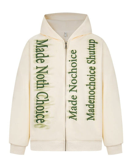 TALKLESSFASHION high street trendy zip Letter print hoodie