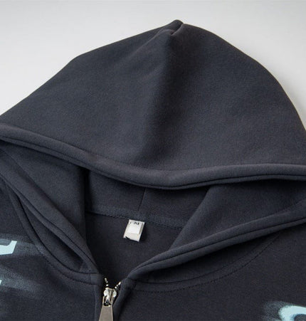 TALKLESSFASHION high street trendy zip Letter print hoodie